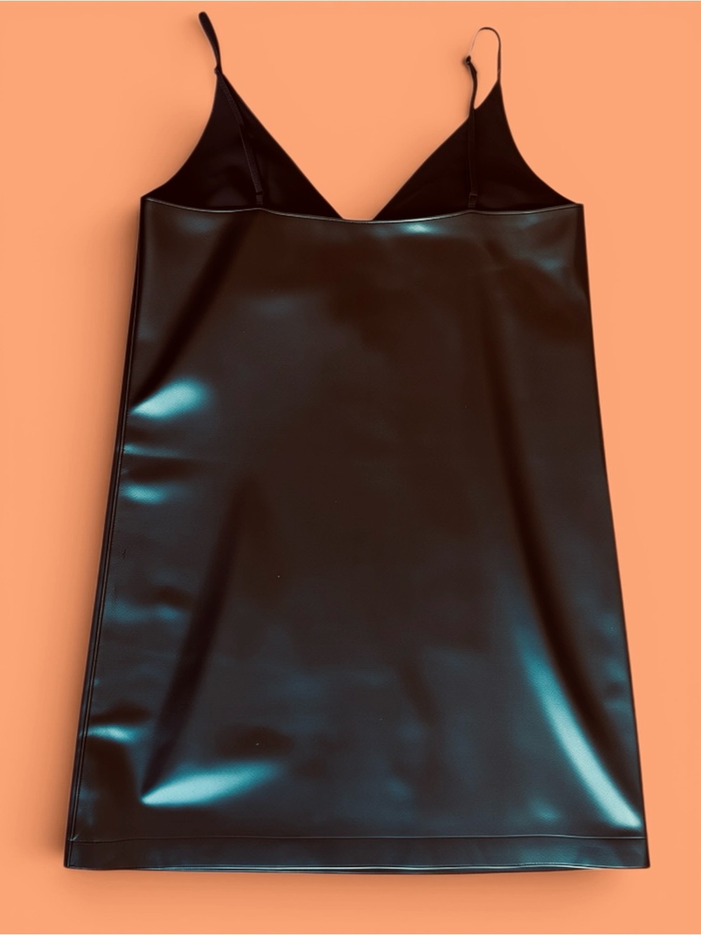 Black Faux Leather Slip Dress - Picture 2 of 3